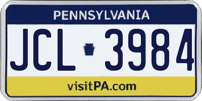PA license plate JCL3984