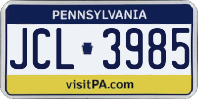 PA license plate JCL3985