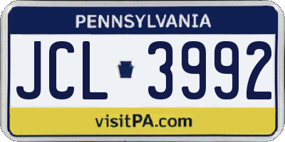 PA license plate JCL3992