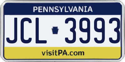 PA license plate JCL3993
