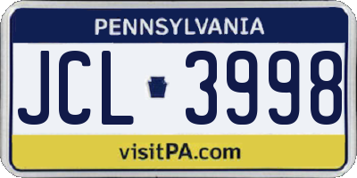 PA license plate JCL3998