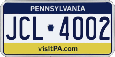 PA license plate JCL4002