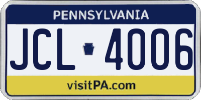 PA license plate JCL4006