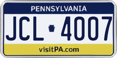 PA license plate JCL4007