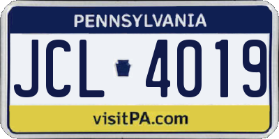 PA license plate JCL4019
