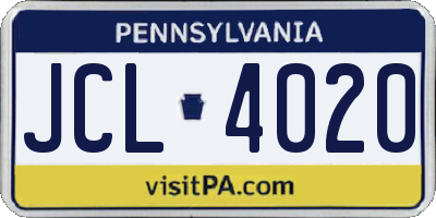 PA license plate JCL4020
