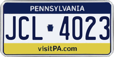 PA license plate JCL4023