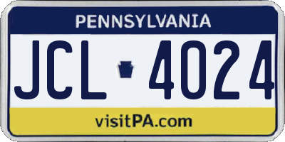 PA license plate JCL4024