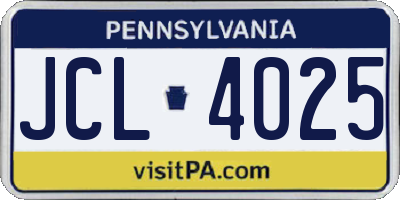 PA license plate JCL4025