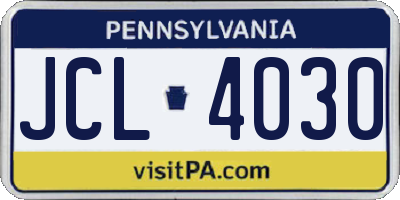 PA license plate JCL4030