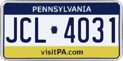PA license plate JCL4031