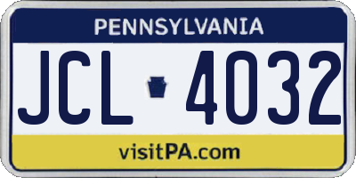PA license plate JCL4032