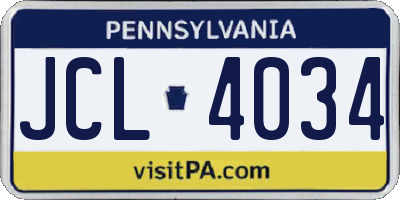 PA license plate JCL4034