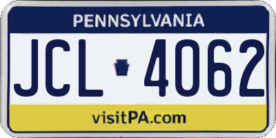 PA license plate JCL4062