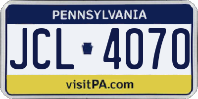PA license plate JCL4070