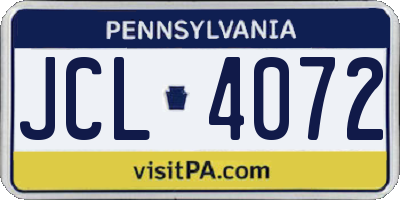 PA license plate JCL4072