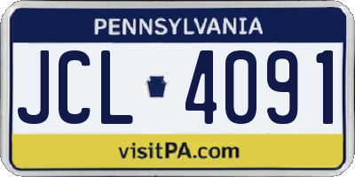 PA license plate JCL4091