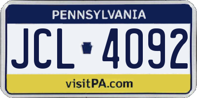 PA license plate JCL4092