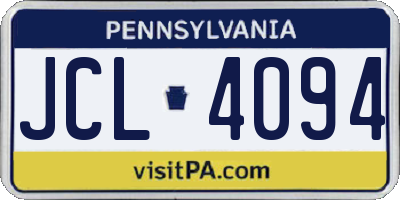 PA license plate JCL4094