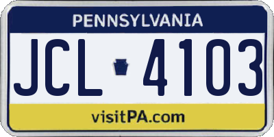 PA license plate JCL4103