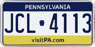 PA license plate JCL4113