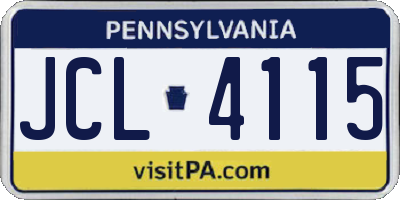 PA license plate JCL4115