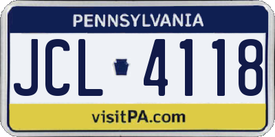 PA license plate JCL4118