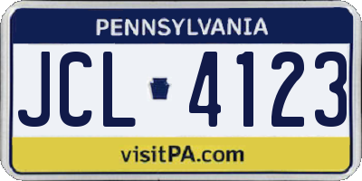 PA license plate JCL4123