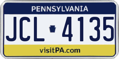 PA license plate JCL4135