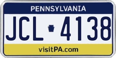PA license plate JCL4138