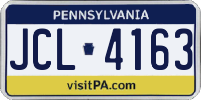 PA license plate JCL4163