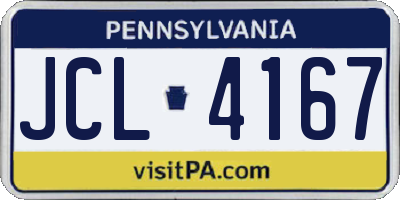 PA license plate JCL4167