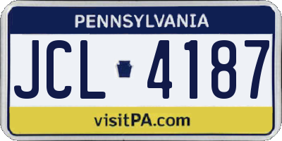 PA license plate JCL4187