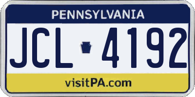 PA license plate JCL4192