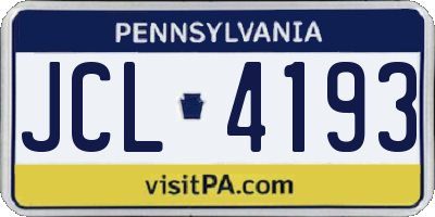 PA license plate JCL4193