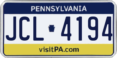 PA license plate JCL4194