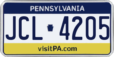 PA license plate JCL4205