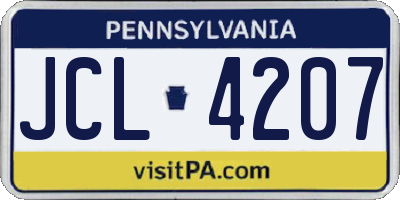 PA license plate JCL4207