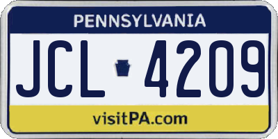 PA license plate JCL4209