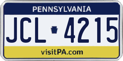 PA license plate JCL4215