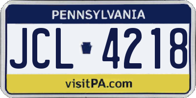 PA license plate JCL4218