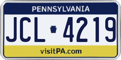 PA license plate JCL4219