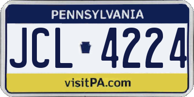 PA license plate JCL4224