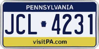 PA license plate JCL4231