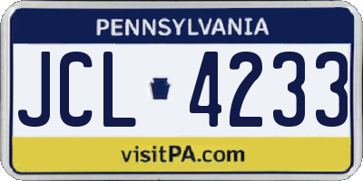 PA license plate JCL4233