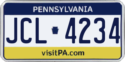 PA license plate JCL4234