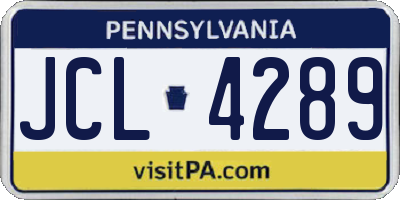 PA license plate JCL4289