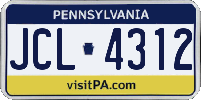 PA license plate JCL4312