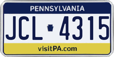 PA license plate JCL4315