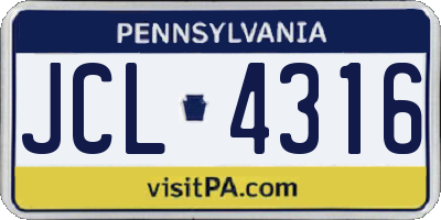 PA license plate JCL4316